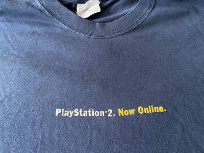 Vintage Sony Playstation 2 Online Shirt Y2k Promo Tee Shirt Blue