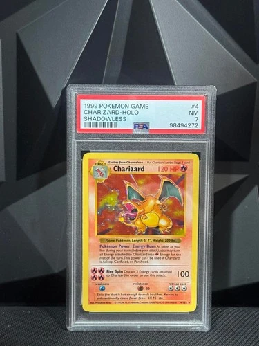 1999 Pokemon WOTC Base Set Shadowless Charizard Holo PSA 7