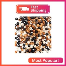 OIIKI 100pcs Large Hole Wooden Beads, 5 Colors Spacer for Crafts, Hair, Round Ma