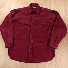 vtg usa made LL BEAN camp flannel shirt 16 faded distressed dark red chamois