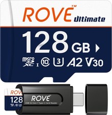 ROVE Ultimate Micro SD Card microSDXC 128GB Memory Card with USB 3.2 Type C