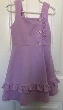 JANIE and JACK Pink DRESS, Small, 7, Ruffles, Fit and Flair, Gold Enamel Buttons