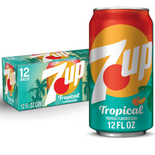 7UP Tropical Caffeine Free Lemon Lime Mango Peach Soda Pop, 12 fl oz, 12 Pack Ca