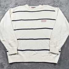 Vintage Chaps Ralph Lauren Sweater Mens Large White Cotton Knit Outdoor Winter