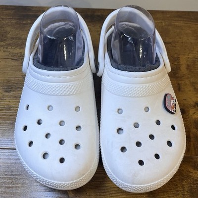 Crocs Adult Classic Fleece Lined Clog White Grey US Mens 5 Womens 7 Dual Comfort