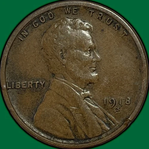 1918-S Lincoln Wheat Cent Extremely Fine XF Coin #35027