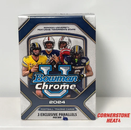 2024 Bowman Chrome University Football Factory Sealed Blaster Box