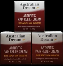 Lot of 3 Australian Dream Arthritis Pain Cream 4oz 119g - EXP 05/2028+