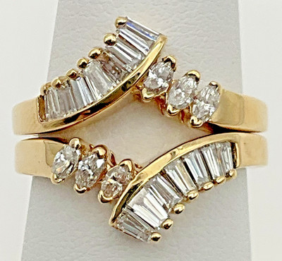 14k Yellow Gold .50cttw Marquise & Baguette Diamond Enhancer/Wrap Ring