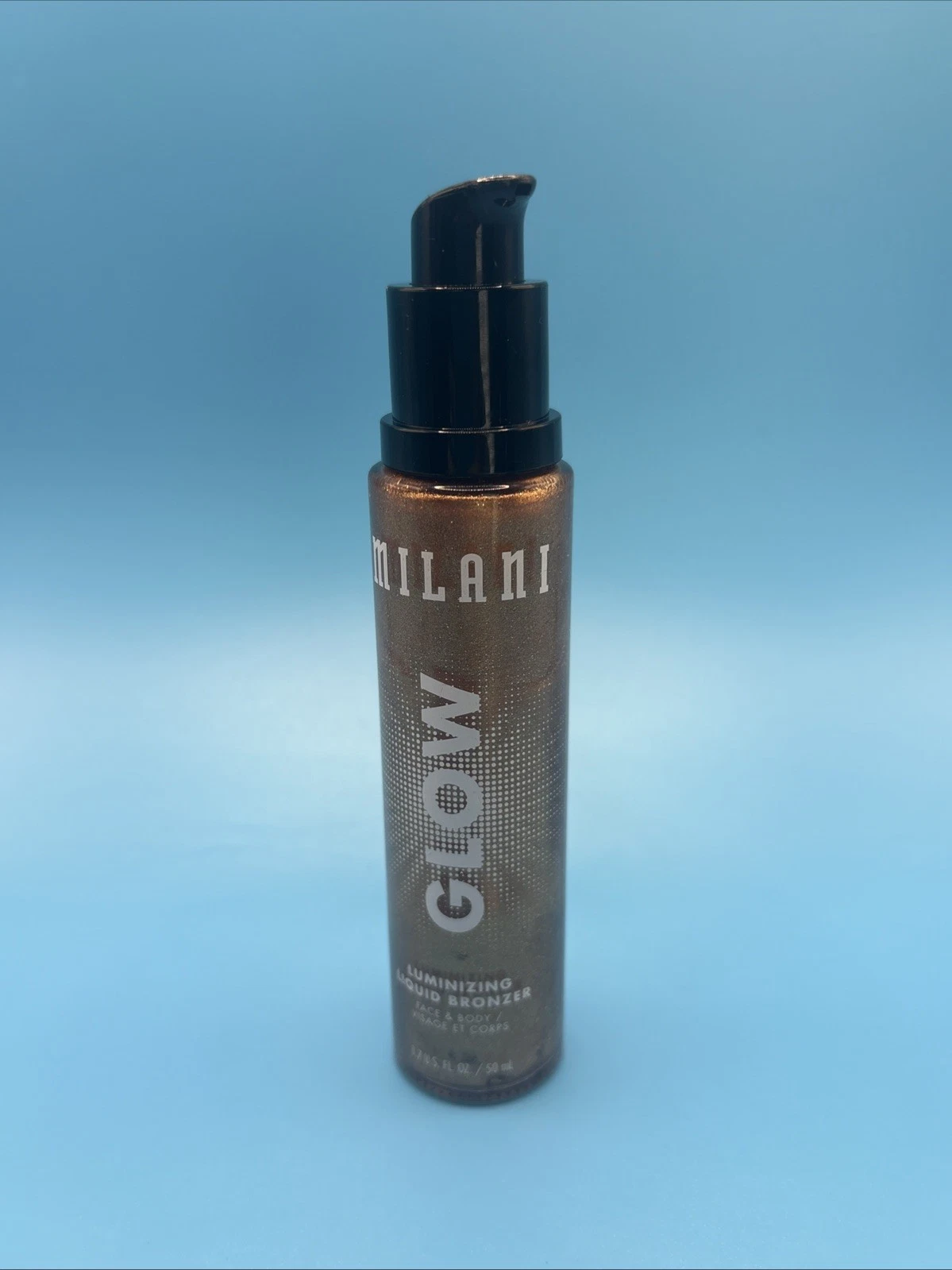 Milani Glow Luminizing Liquid Bronzer Face & Body 01 Bronze Glow 1.7 oz NO LID