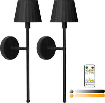 Batteriebetriebene Wandleuchten 2er Set, wiederaufladbare kabellose Wandleuchte mit Di