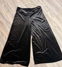 VTG 90s Women s Vvivendi Black Velvet Wide Legs Elastic Waist Pull On Culottes M