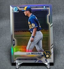Luis Medina 1st Refractor /499 Rookie RC 2021 Bowman Chrome Card BCP-202 Brewers. rookie card picture