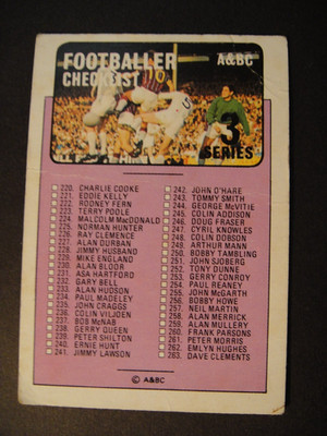 A&BC GUM FOOTBALLERS DID YOU KNOW ? 1971  #277  3RD SERIES CHECKLIST