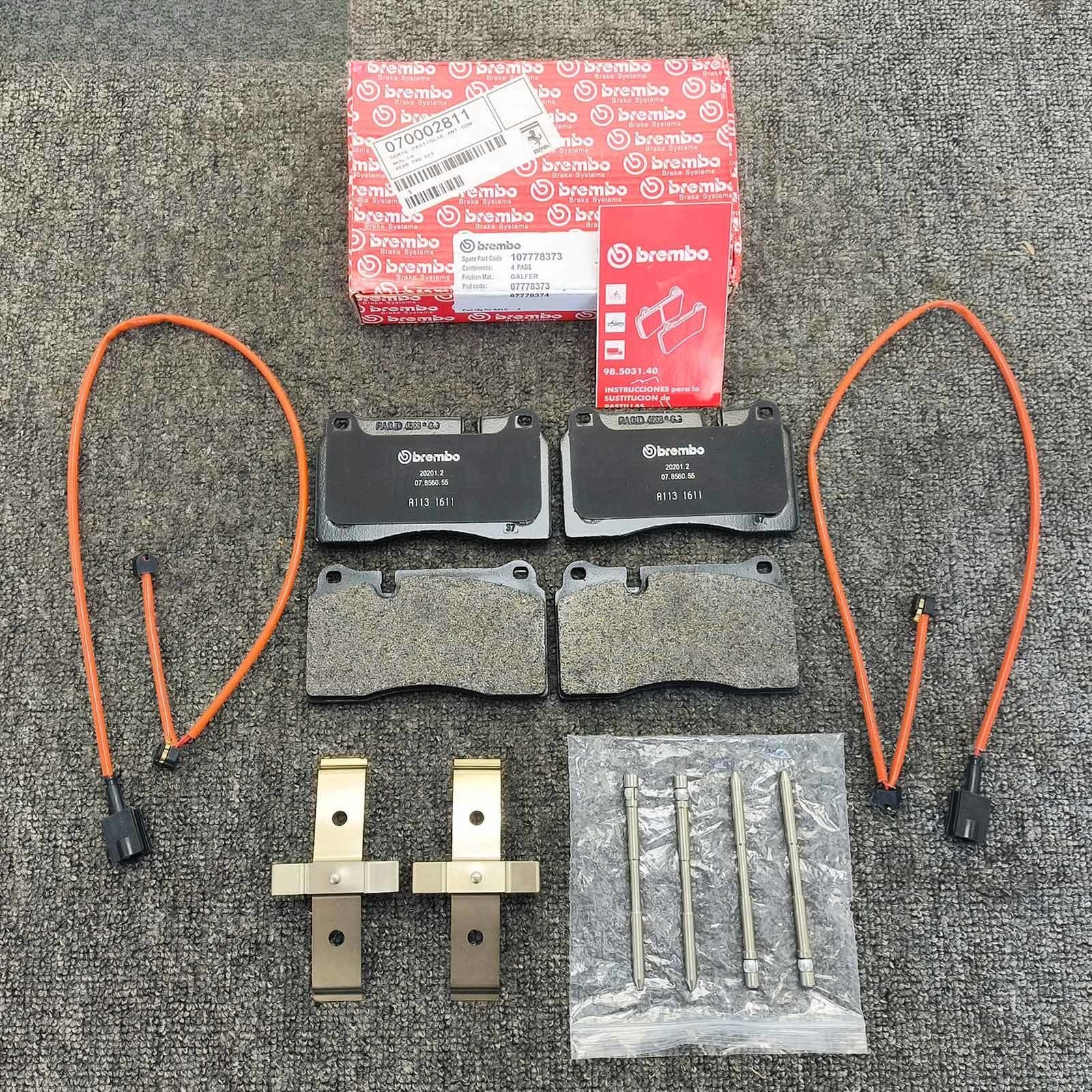 70002811 Ferrari California 2009-2014 Rear Brake Pad Kit With Springs & Sensors