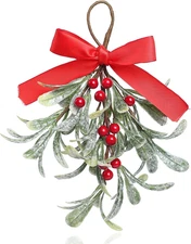 Mistletoe Christmas Decor, Artificial Mistletoe Frosted Mistletoe Decoration for