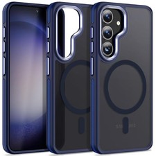 Shockproof Translucent Matte Case for Samsung Galaxy S25 Plus - Dark Blue