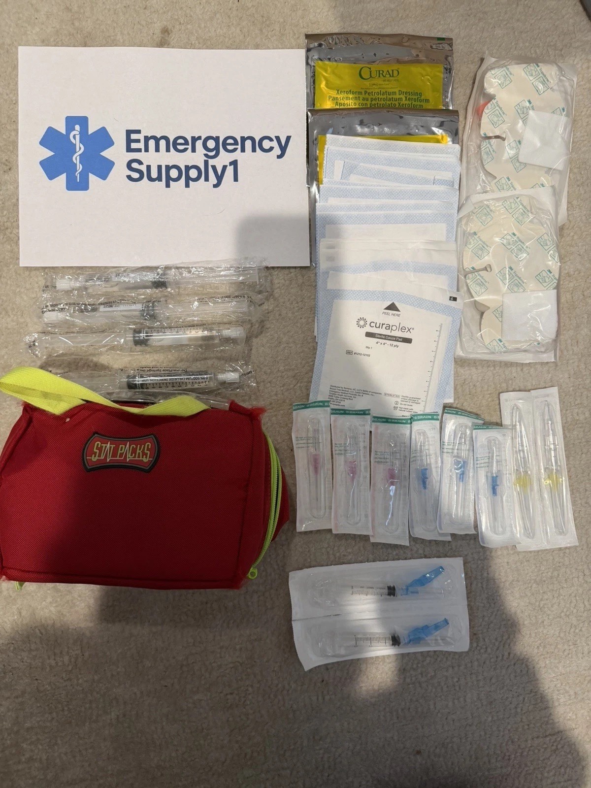 Fully stocked iv statpacks g3 red remedy first aid remedy drug kit zipper bag