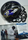 RAY LEWIS SIGNED CUSTOM FACE MASK MINI HELMET BALTIMORE RAVENS SB XXXV BECKETT