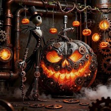 Halloween Pumpkin Jack Diamond Art Painting Kits for Adults, Diamond Painting Ki
