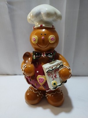 Vintage Gingerbread Man Baker Chef Resin Christmas Kitchen Decor Figurine 9''