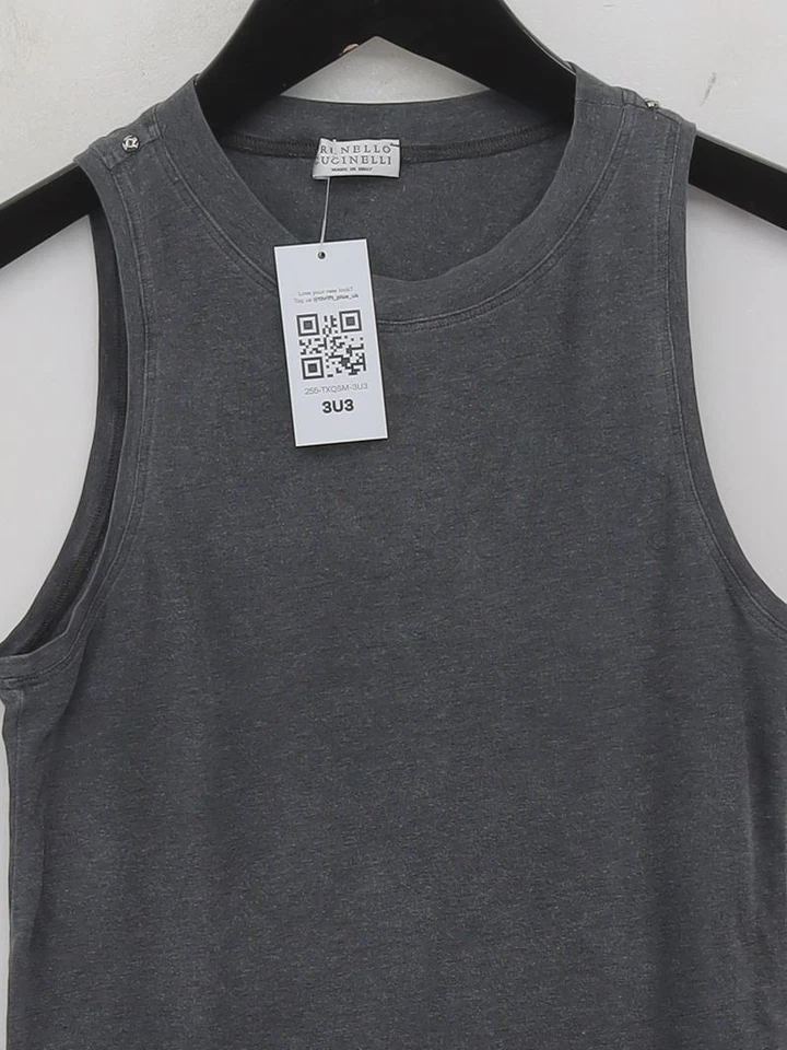 Brunello Cucinelli Women's T-Shirt XS Grey Cotton with Elastane Basic - Imagem 3 de 4