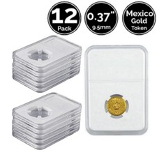 12 Pack 0.37 in 9.5 mm Slab Coin Snap Holders For 10 mm Diameter Coins