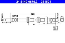 ATE 2x Bremsschlauch 24.5140-0670.3/2x für AUDI A6 C7 4G2 4GC Avant 4G5 4GD A7