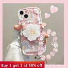 For Apple iPhone 17 Pro Max 16 15 14 13 12 11 Phone Case Flower Bracket Bracelet