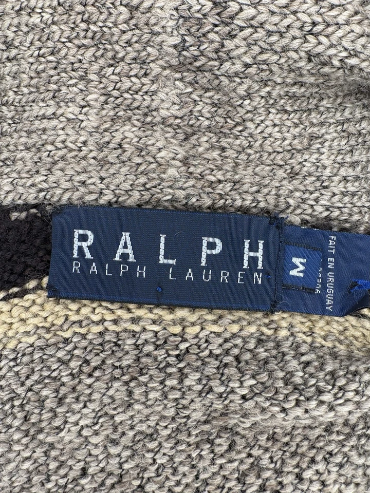 Cárdigan Plumero Geométrico Raro Ralph Lauren Marrón 100% Lana Suroeste Talla M Foto 2 de 4