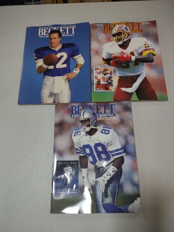 Beckett Baseball Football Card Monthly Magazine  Lot Of 3 -  Irvin, Kelly, Monk