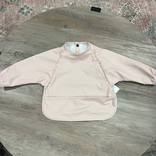 Bibique Long-Sleeve Waterproof Baby Bib Apron In Pastel Pink
