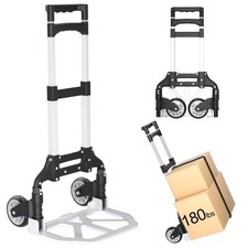 Folding Hand Truck - Aluminum Portable Dolly Cart with Telescopic Handle, Bun...