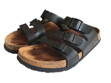 Betula Sandals Womens Sz 9 Black Leather Buckle 3 Strap Comfort Boho Birkenstock