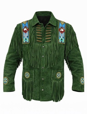 Men American Native Traditional Cowboy Style Suede Coat Handmade leather Jacket