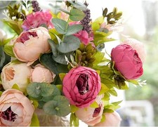 Silk Peony Artificial Fake Flowers Bunch Bouquet Home Wedding Party Garden Decor