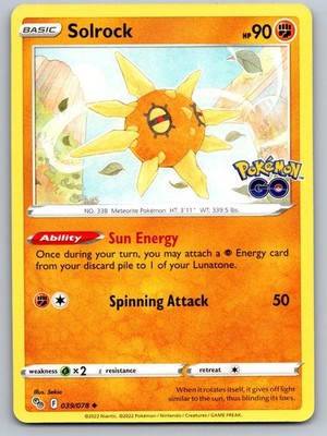 SOLROCK 039/078 UC POKEMON POKEMON GO NM/M