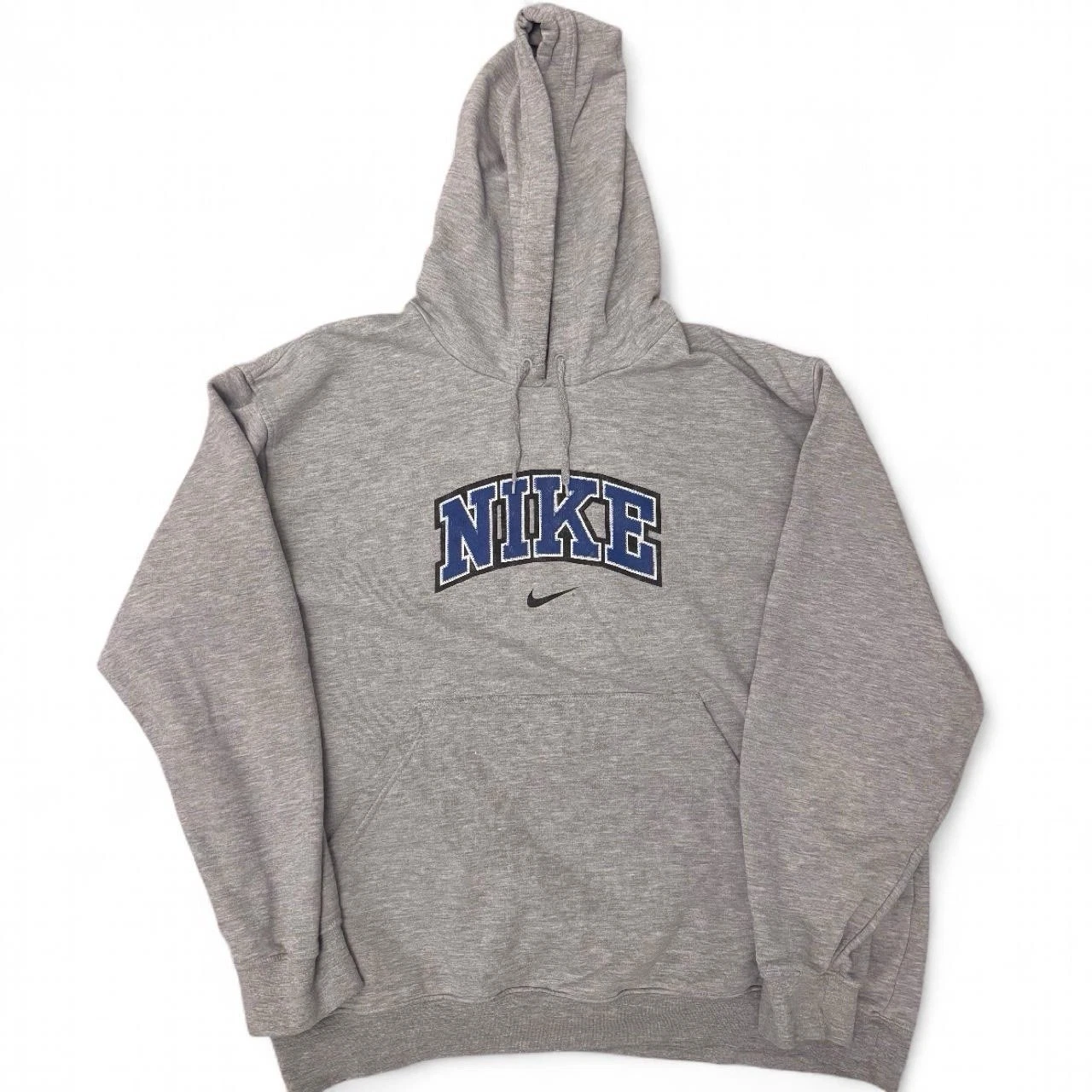 Vintage Y2K Nike Men's Gray Fleece Pullover Hoodie Sweatshirt w/ Logo Size XL