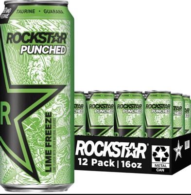 Rockstar Energy Drink, Punched Lime Freeze, 16 Fl Oz (Pack of 12)