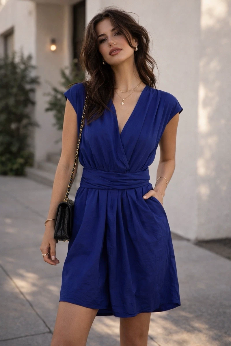 blue prada dress Short Sleeve Solid Dresses for Women for sale adding a touch of