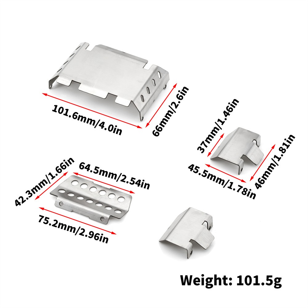 Chassis Armor Protector Skid Plate Kit for 1/10 FMS FCX10 RC Car
