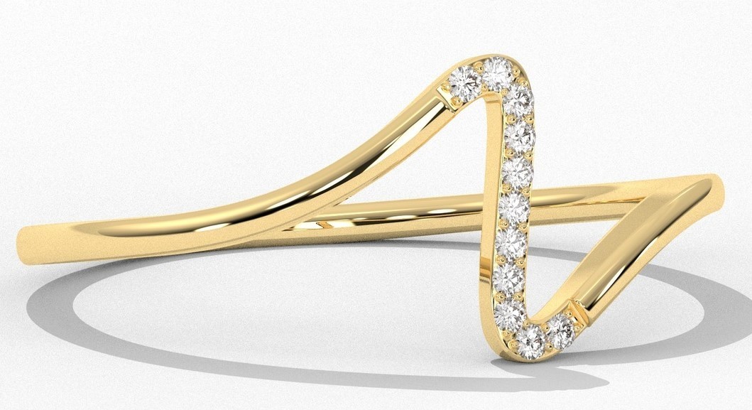 Floral Design Diamond Ring, Yellow Gold Floral Design Ring, Gift Foe Her