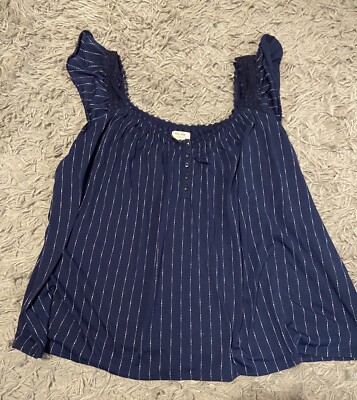 Liz & Co Navy Striped Blouse 3X