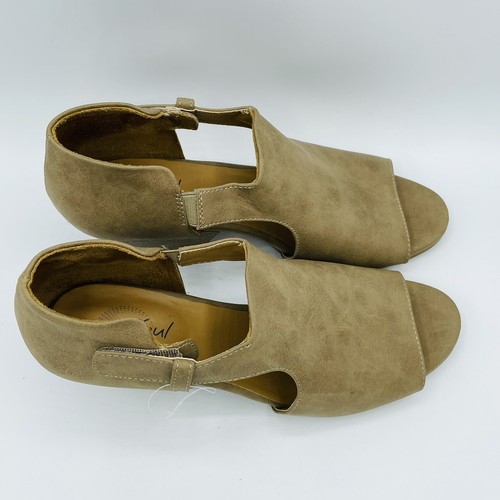 Natural Soul Damenschuhe Größe 8 M braun Daya Kunstleder gestapelter Absatz Sandalen - Bild 3 von 11