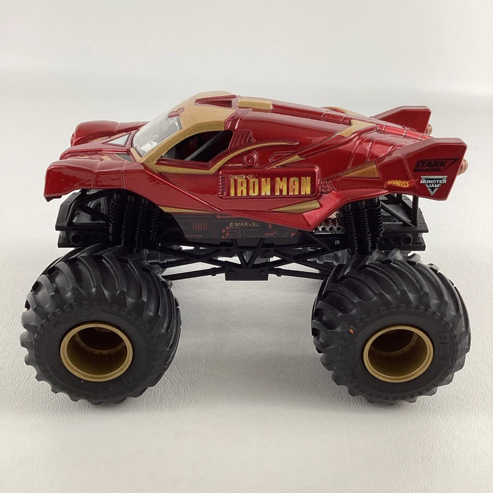 Hot Wheels Monster Jam Marvel Iron Man Diecast Truck Stark 1:24 Large Vehicle - Image 3 of 4