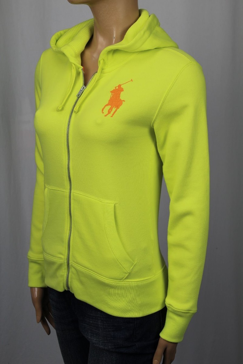 Ralph Lauren Neon Yellow Full Zip Hoodie Sweatshirt Big Pony NWT