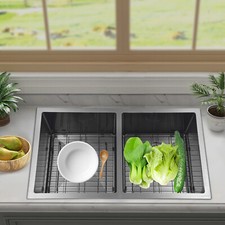Double Bowl Kitchen Sink Modern Kitchen Sink 304 Stainless Steel 14 in 16 in
