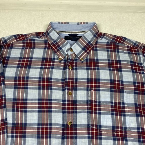 Tommy Hilfiger Shirt Mens Large Multicolor Plaid Button Down Long Sleeve - Picture 2 of 10