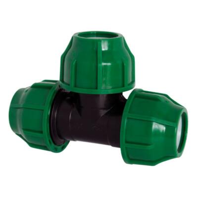 PP Rohr Verschraubung Grün PN10 Klemmfitting, T-Stück reduziert 25 x 32 x 25