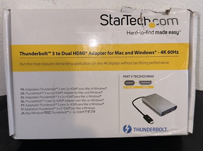 StarTech.com Thunderbolt 3 To Dual HDMI Adapter For Mac & Windows-4K 60Hz